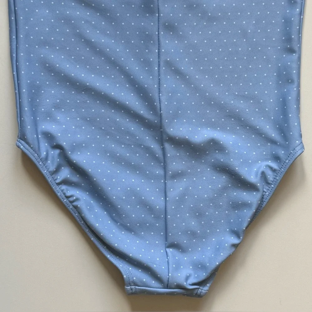 Minnow Girl's Mulberry Blue Dot Sailor One-Piece Swimsuit - Size 7/8T